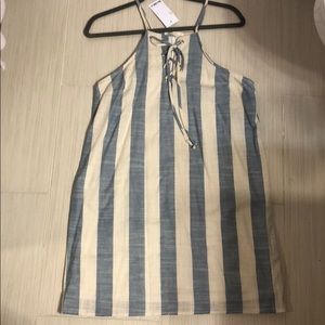 WOVEN BLUE AND WHITE STRIPPED DRESS NWT LARGE